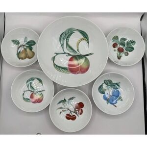 Kaiser Fruit Bowl Set Vintage West Germany Serving Berry Botanical Set of 6